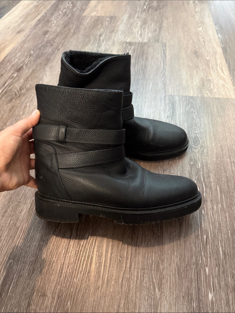 Vince Black Leather Ankle Boots